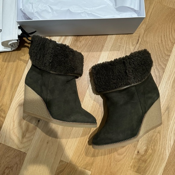 BNIB Isabel marant totam shearling bootie wedge boot - Picture 9 of 9